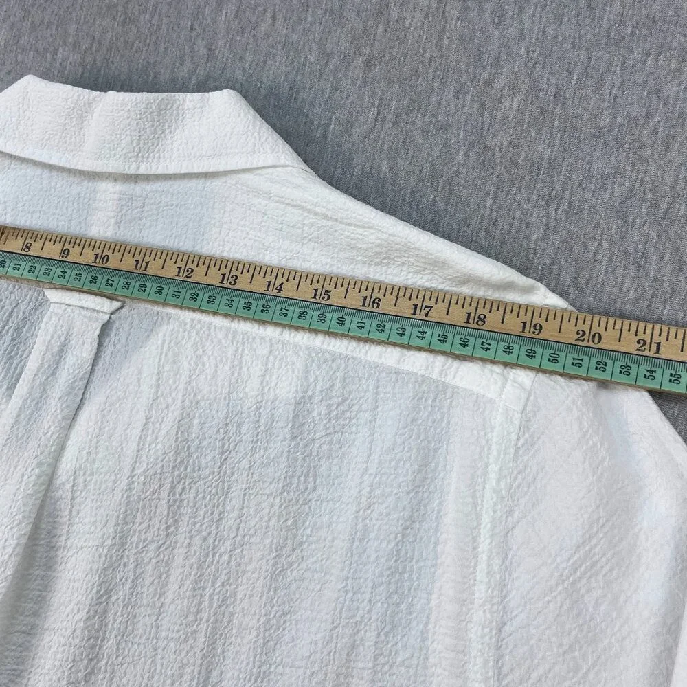 Todd Snyder Portuguese Seersucker Camp Shirt Men L White Loop Collar Long Sleeve - Picture 11 of 15